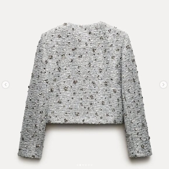 Zara ZW Collection Sequin Jacket Silver L NEW SS24 2885/152 - Picture 3 of 12